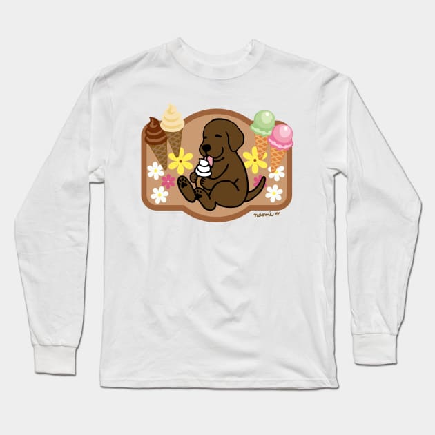 Chocolate Labrador Ice Cream Lover Long Sleeve T-Shirt by HappyLabradors